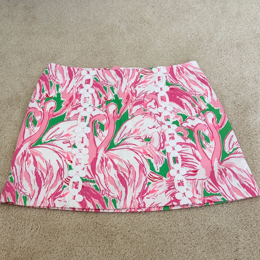 Lilly Pulitzer Pink & Green Flamingo Marigold skort with White Trim, 2, NWT - Picture 8 of 8